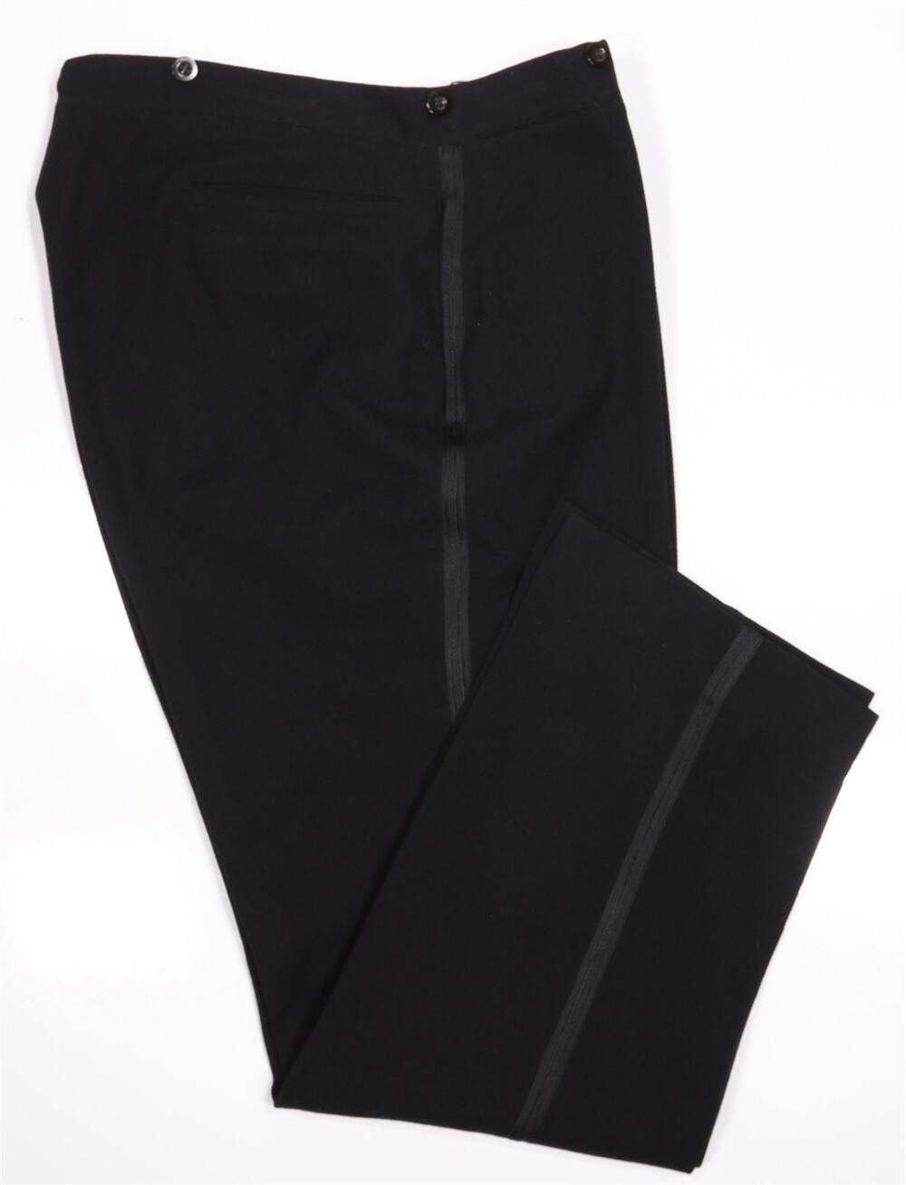 Vintage 30's 40's Black Fish Tail Button-Fly Formal Tuxedo Pants Trousers 36x30